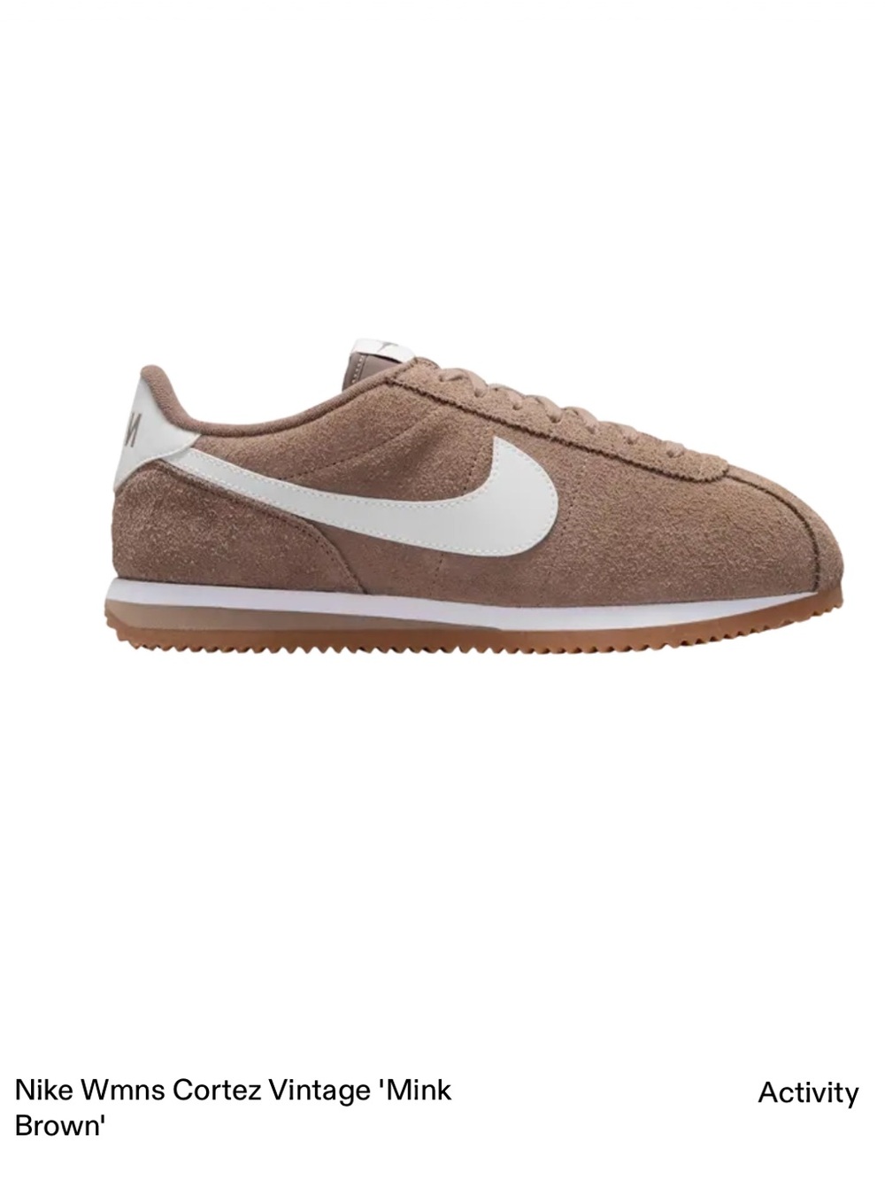 Nike Cortez Womens Sneaker in Mink Brown and White